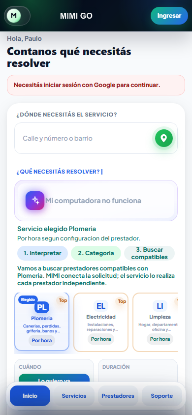 Captura de MIMIGO Cliente Servicios